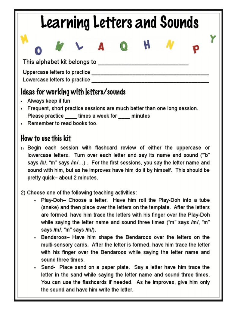 Learning Letters and Sounds | PDF | Writing