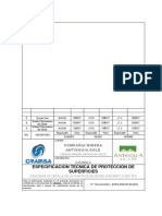 Especificacion Tecnica de Protección de Superficies: Ingenieria de Detalle de La Planta de Beneficio Guayabito A 500 TPD