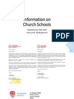 Information On Church Schools: Scholastic Year 2022-2023 Entry Level: Kindergarten II