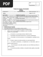 Prueba Sumativa de Lenguaje y Comunicación 6° 2022 Marzo