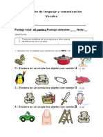 Evaluación de Lenguaje y Comunicación - Vocales