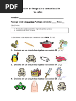 Evaluación de Vocales para Primer Grado | PDF