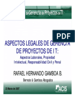 Aspectos Legales de La Gerencia de Proyectos de TI. Responsabilidades y Riesgos.