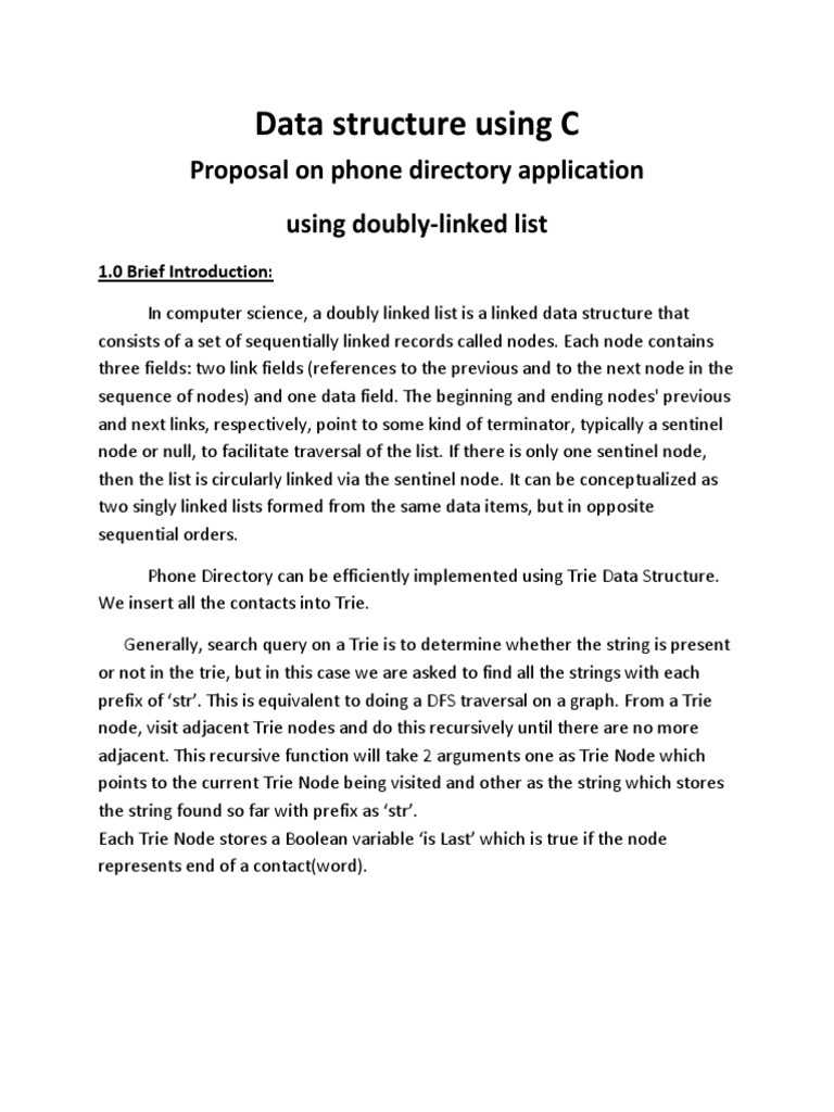 Data Structure Using C: Proposal On Phone Directory Application Using ...