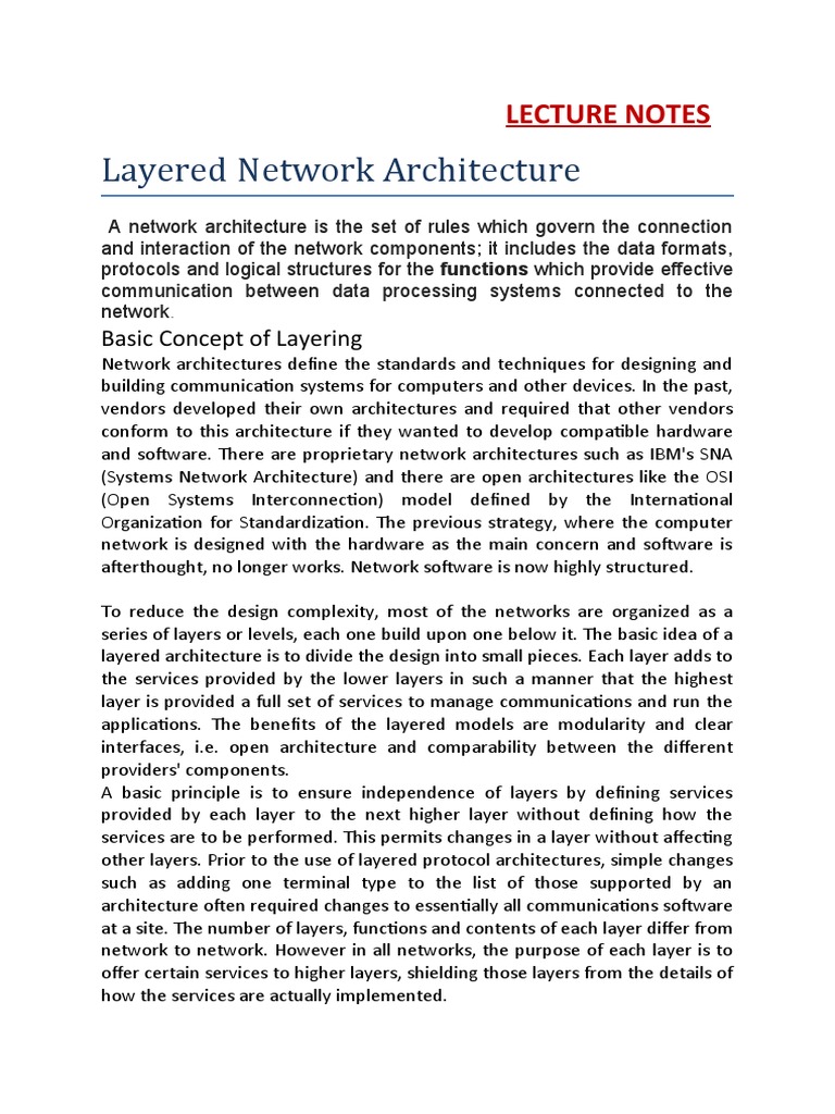 Layered Network Architecture Guide | PDF | Internet Protocol Suite ...