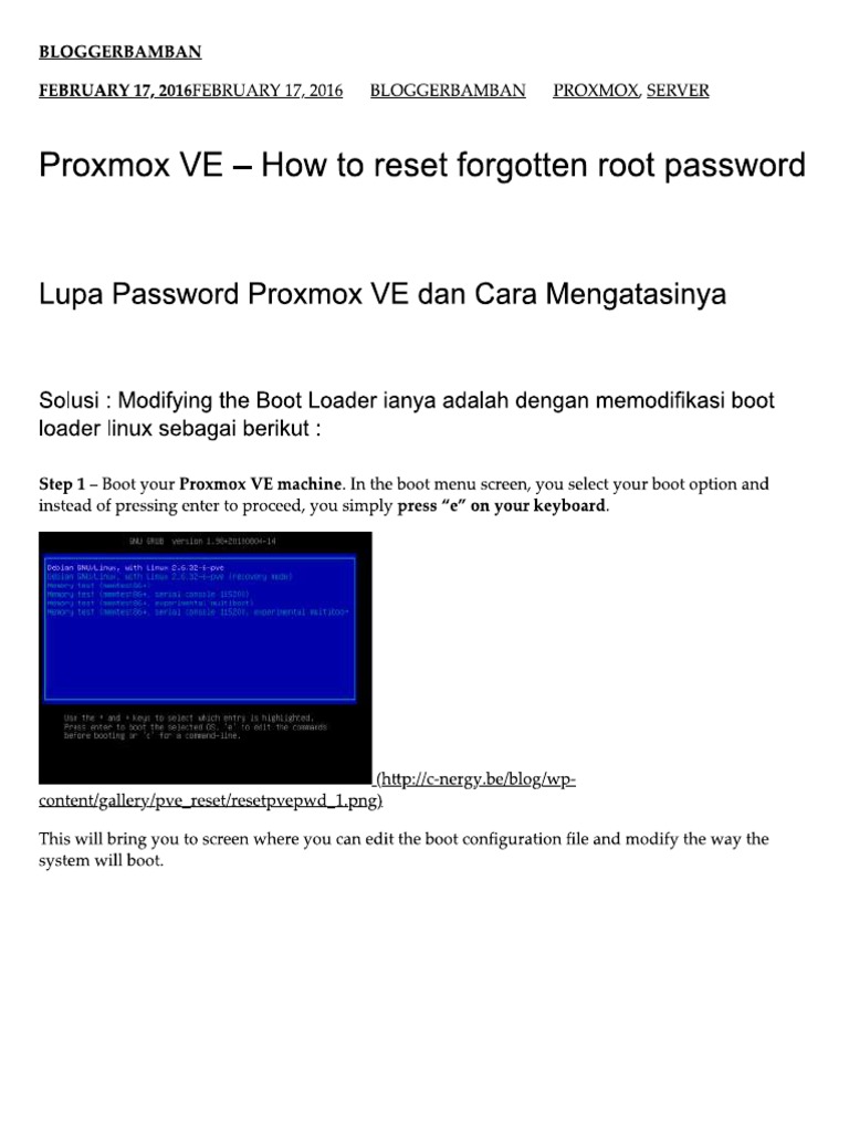 Proxmox VE Reset Password PDF