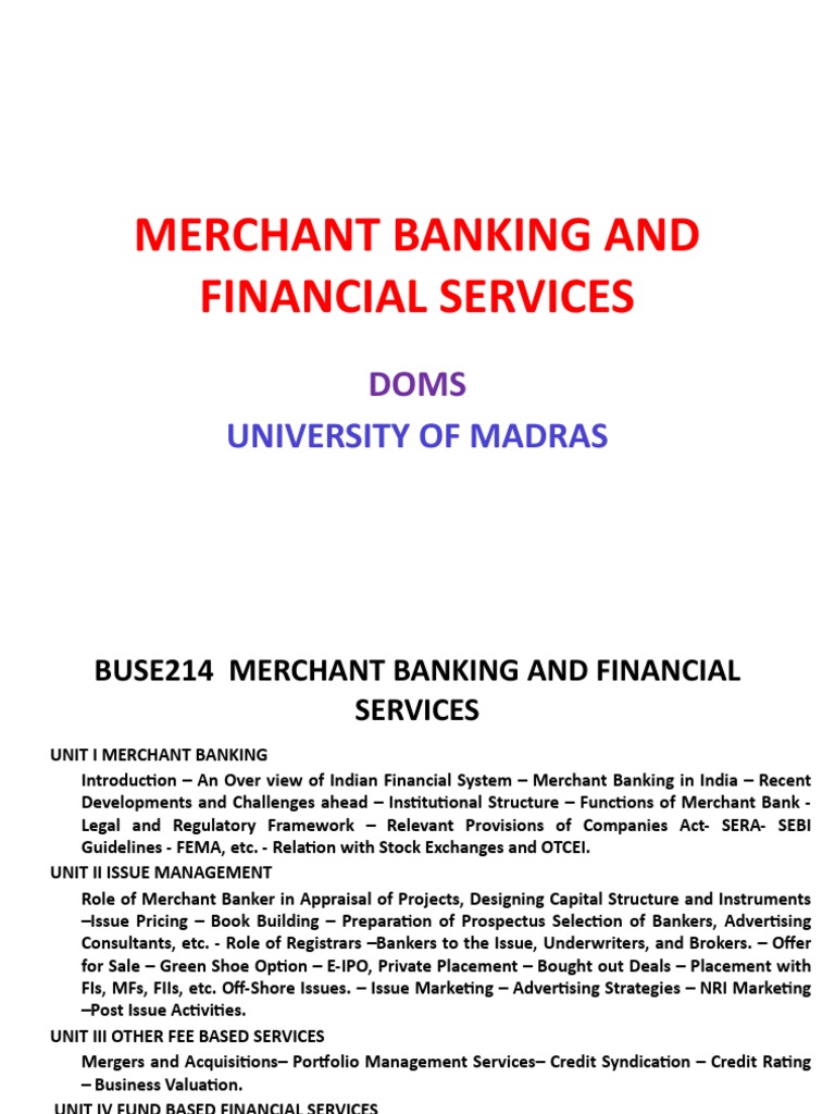 Functions of Merchant Banking in India | PDF | Money Market | Banks
