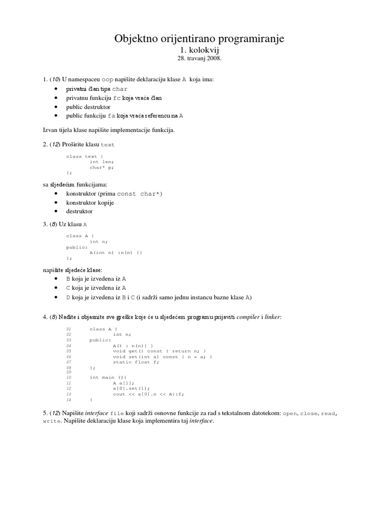OOP C++ Zadaci 11 PDF