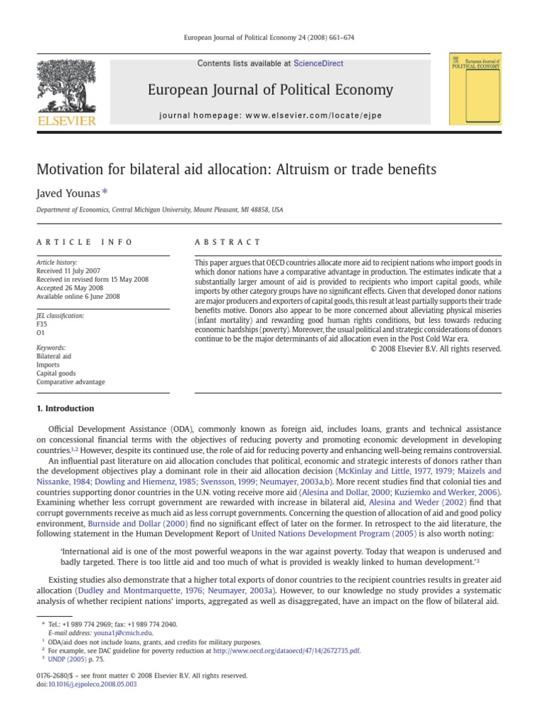 Motivation For Bilateral Aid Allocation | PDF | Instrumental Variable ...
