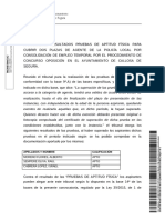 Publicación - ANUNCIO RESULTADO PRUEBAS DE APTITUD FÍSICA