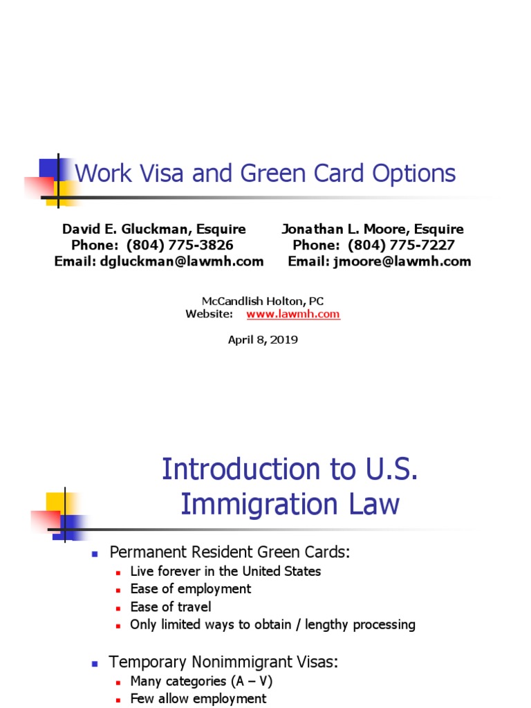 U.S. Work Visa and Green Card Guide | PDF | H 1 B Visa | Immigration To ...