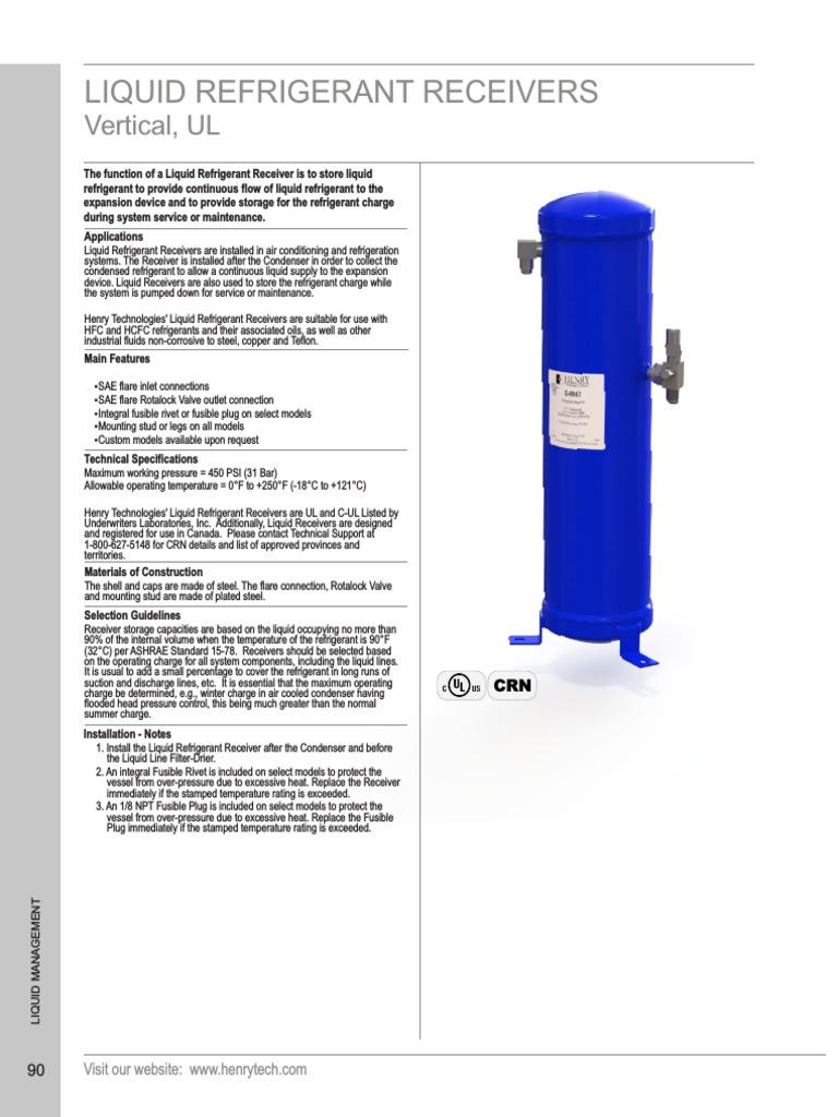 Liquid Refrigerant Receivers PDF Liquids Pump