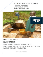 Problems Associated With Availability and Utilisation of Water in A Case of Ngombe Compound