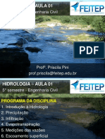 HIDROLOGIA AULA Semestre - Engenharia Civil. Prof . Priscila Pini