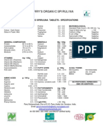 Spec Sheet Parry's Organic Spirulina Tablet