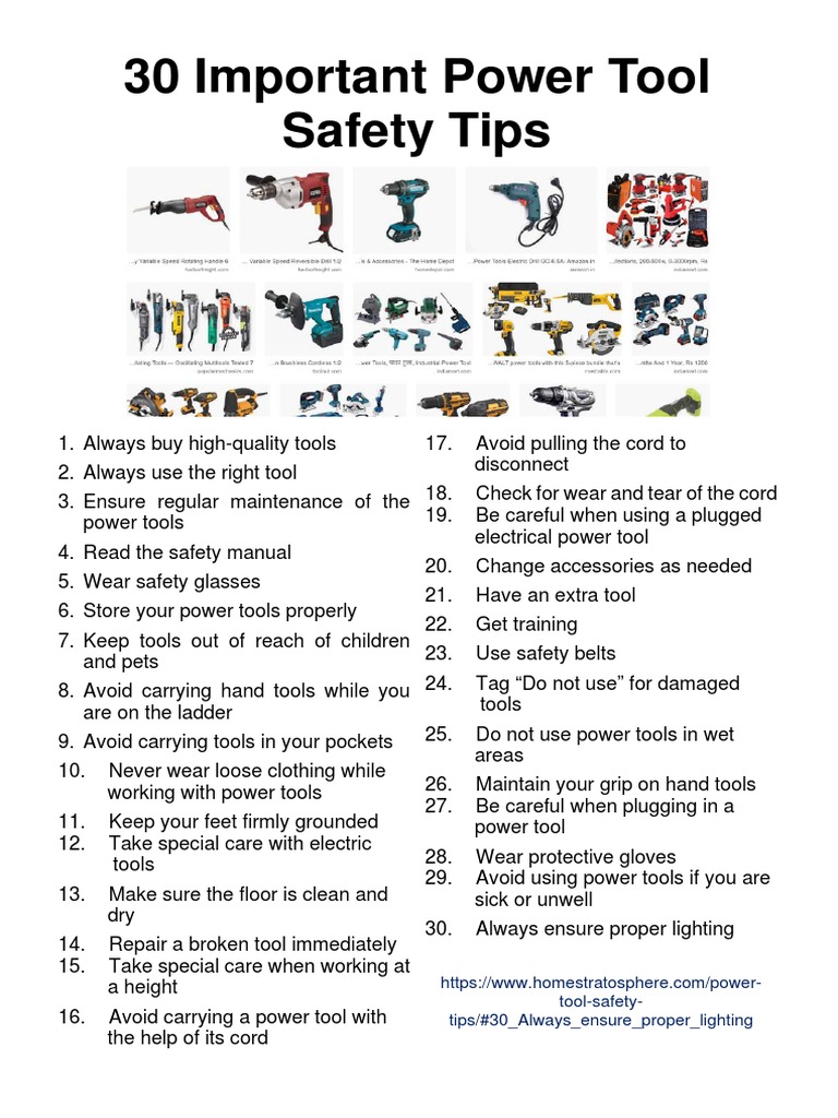 30 Important Power Tool Safety Tips PDF