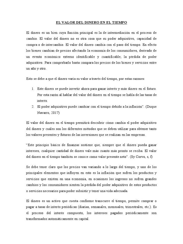 El Valor Del Dinero en El Tiempo | PDF | Tasa interna de retorno ...