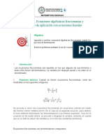 Guía No. 7. Ecuaciones Fraccionarias de Primer Grado y Problemas de Aplicación Con Ecuaciones