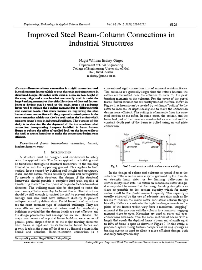 Improved Steel Beam-Column Connections in Industrial Structures | PDF ...