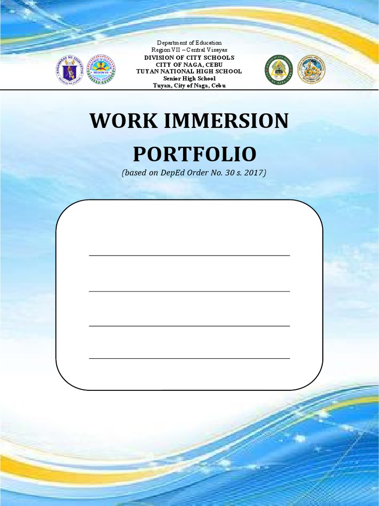 Work Immersion Portfolio Editable PDF Teachers Curriculum