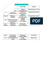 2nd Sem Schedule