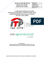 Manual de Buenas Practicas de Manufactura de La Institución Cite Agroindustril Huallaga Unidad Técnica de Ambo