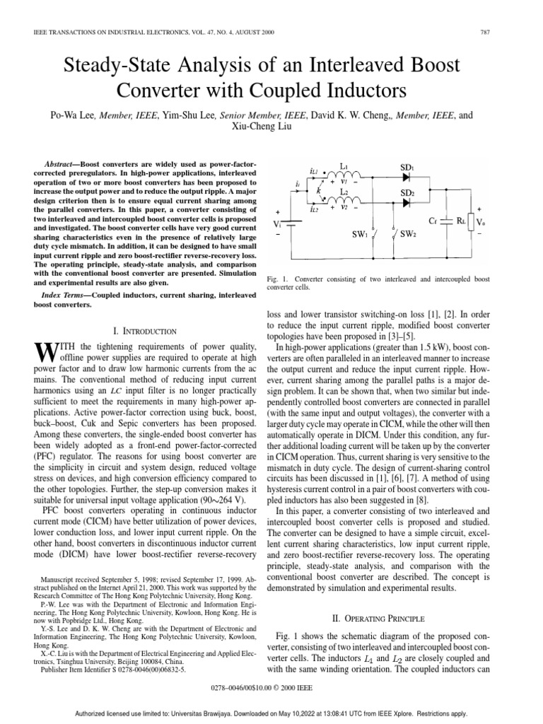 Steady-State Analysis of An Interleaved Boost Converter With Coupled ...