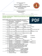 Long Test in Science - Second Quarter