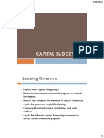 Capital Budgeting: Learning Outcomes