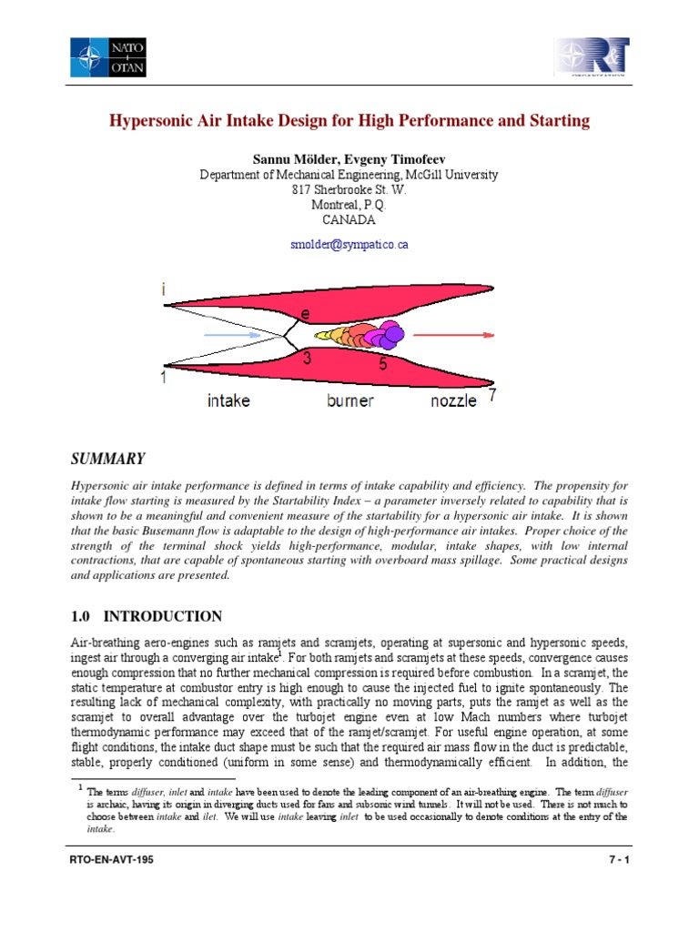 Hypersonic Air Intake Design Insights | PDF | Mach Number | Fluid Dynamics