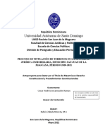 Tesis INCIDENCIAS DEL PROCESO DE TITULACIÓN DE TERRENOS EN LA SEGURIDAD JURÍDICA INMOBILIARIA, MUNICIPIO SAN JUAN DE LA MAGUANA, PERIODO 2020-2021