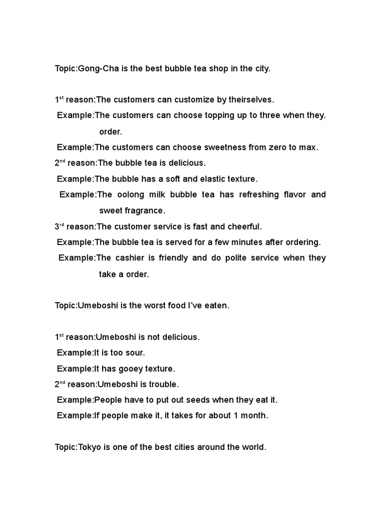 Academic Outline of Reasons and Examples | PDF | Career & Growth ...