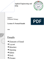 Faculty of Applied Engineering and Urban Planning: Lecture 5: Formal Emails