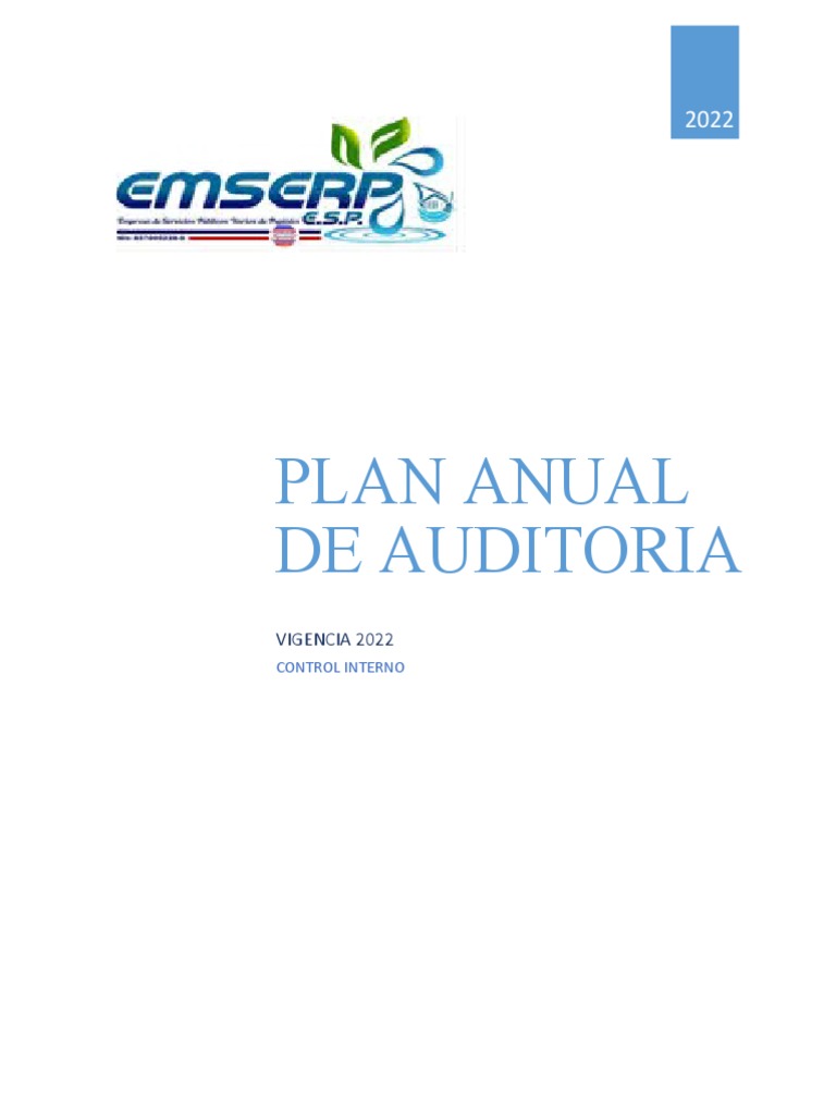 Plan Anual de Auditoría 2022 EMSERP | PDF | Auditoría | Planificación