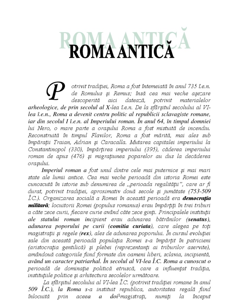 Roma Antica Referat | PDF
