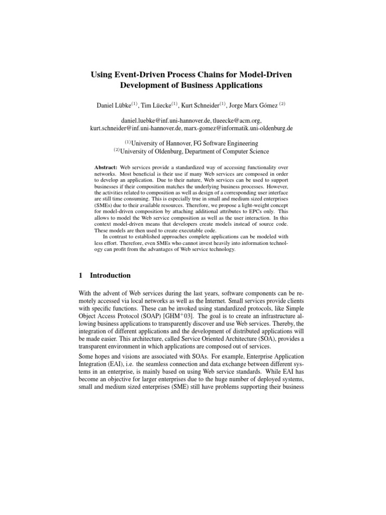 Using Event-Driven Process Chains For Model-Driven Development of ...