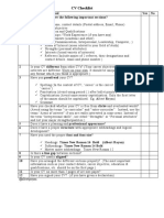 CV Checklist: S.No. Items To Be Checked Yes No 1 Does Your CV Have The Following Important Sections?