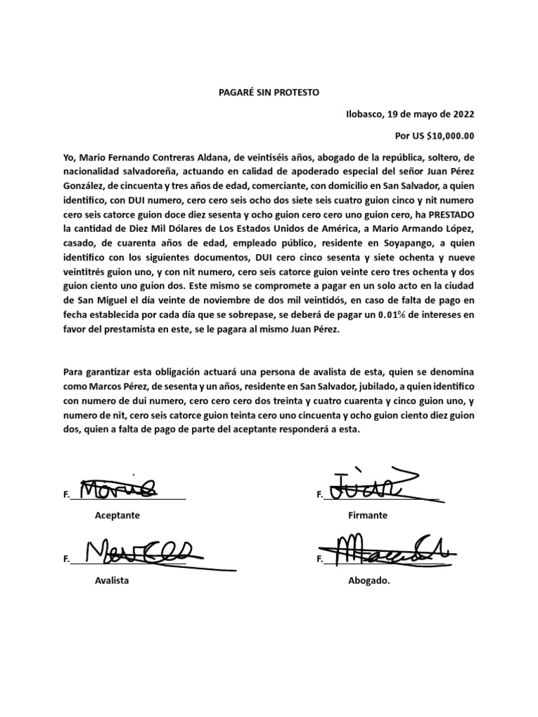 Pagaré Sin Protesto PDF