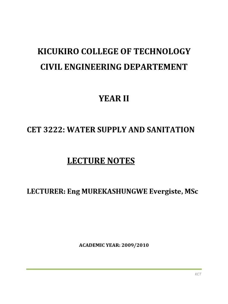 Lecture Notes PDF Water Resources Water Supply
