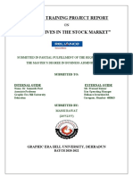 Summer Training Project Report Derivatives in The Stock Market