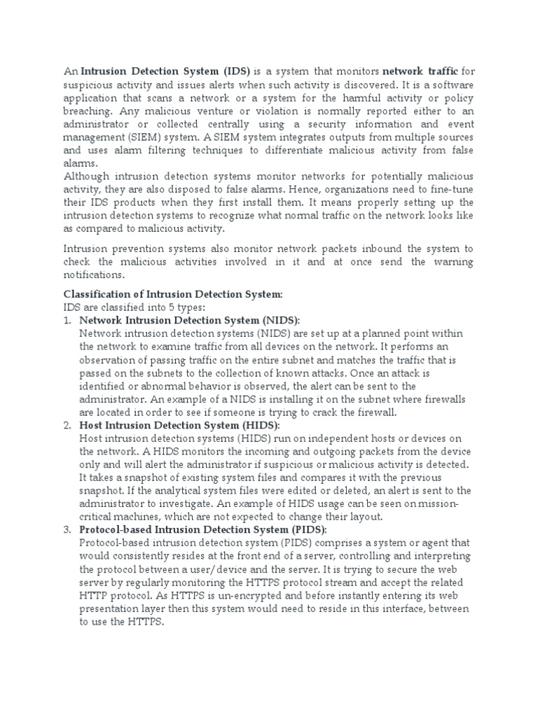 Intrusion Detection System | PDF | Cyberspace | Security