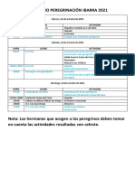 Itinerario Peregrinación Ibarra 2021