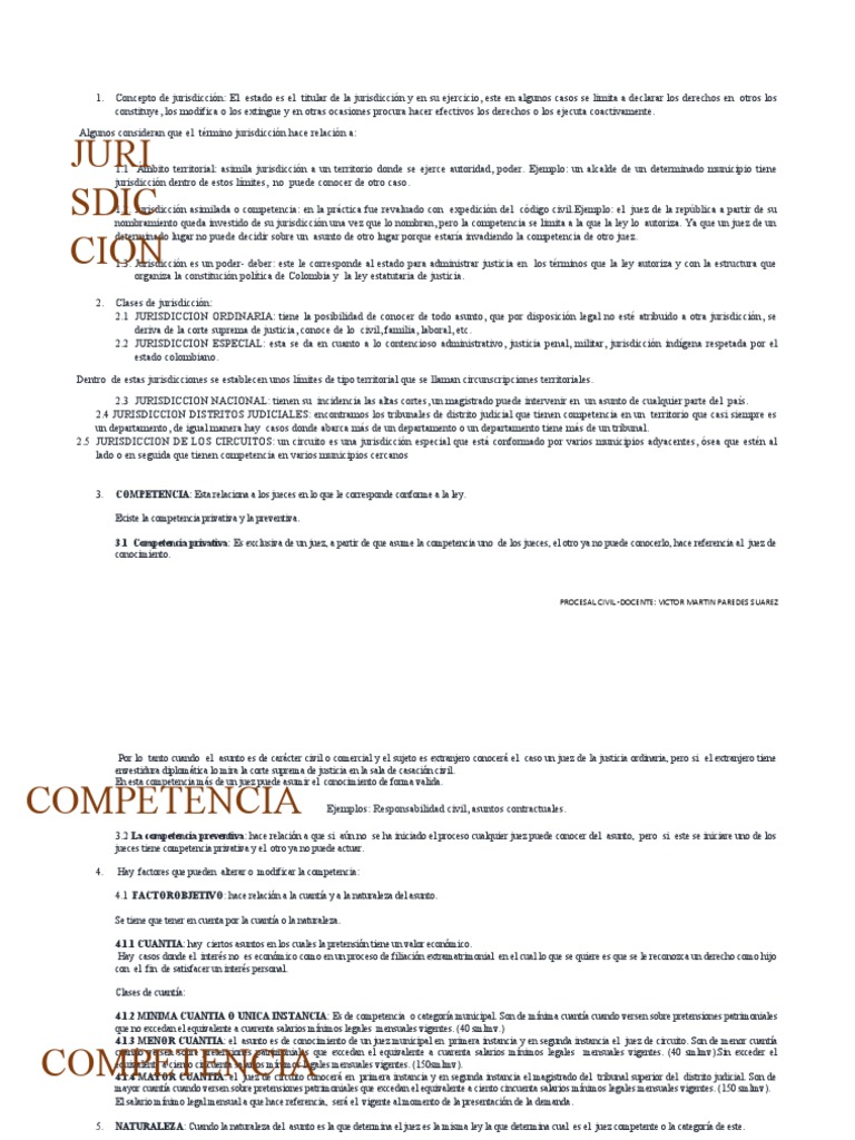 Jurisdicción y Competencia en Colombia | PDF | Competencia (ley ...