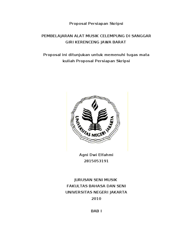 Proprosal Persiapan Skripsi Pembelajaran Alat Musik Celempung Di Sanggar Giri Kerenceng Jawa Barat