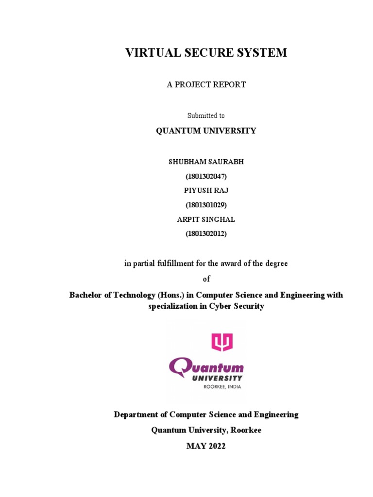 Virtual Secure System Project Report | PDF | Computing | Information ...