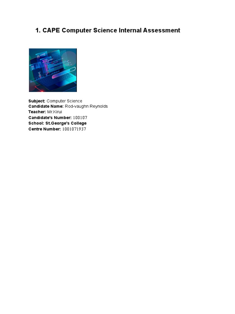 My CAPE Computer Science Internal Assessment | PDF | Information ...