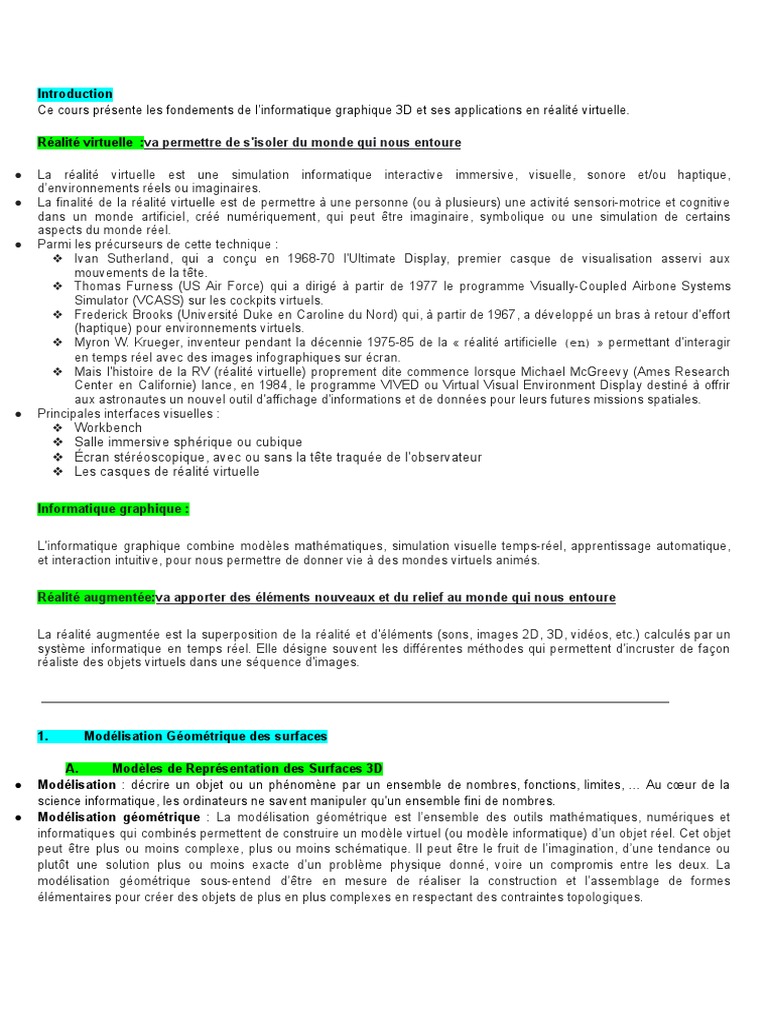 Fondements de l'informatique graphique 3D | PDF | Méthodes et ...