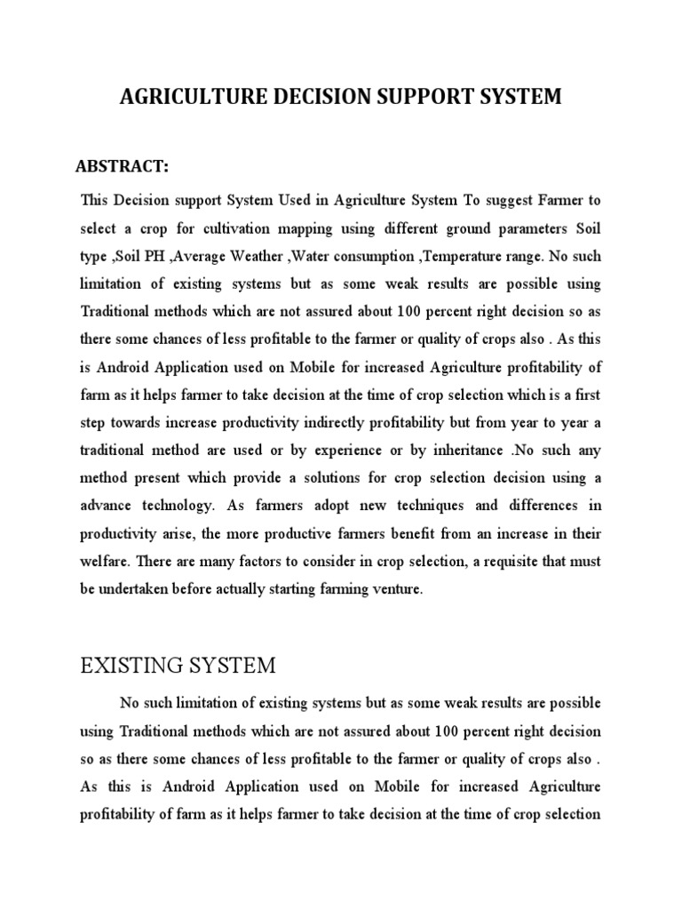 Crop Selection Decision Support System | PDF | Agriculture | Soil