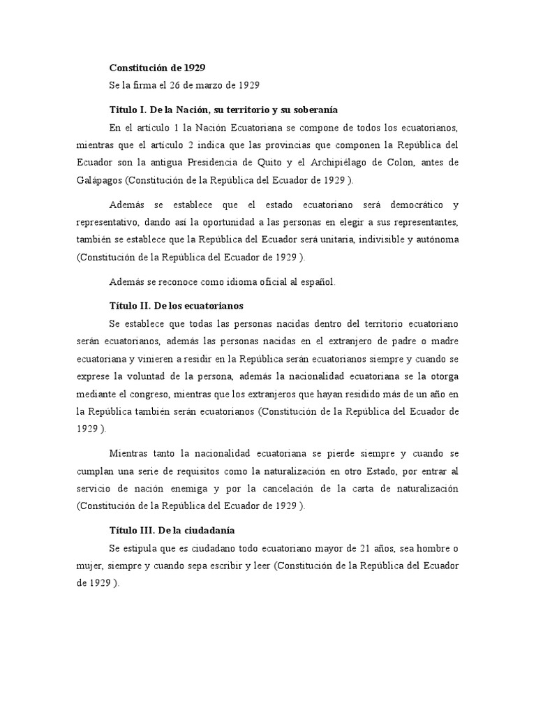 Constitución de 1929 PDF Legislador Ecuador