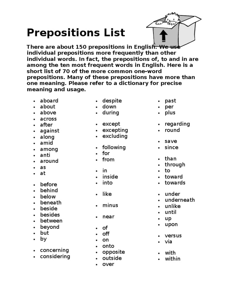 Preposition Handout